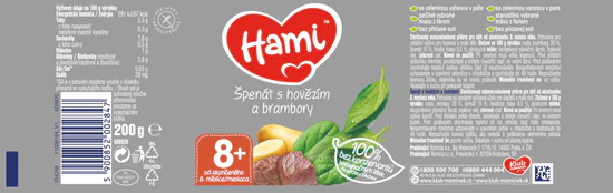 Hami Špenát s hovězím a brambory - 6 x 200g