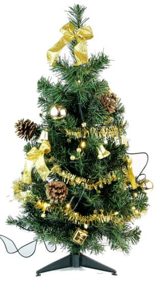 Seizis Stromek zdobený zlatý 60 cm s 10 LED