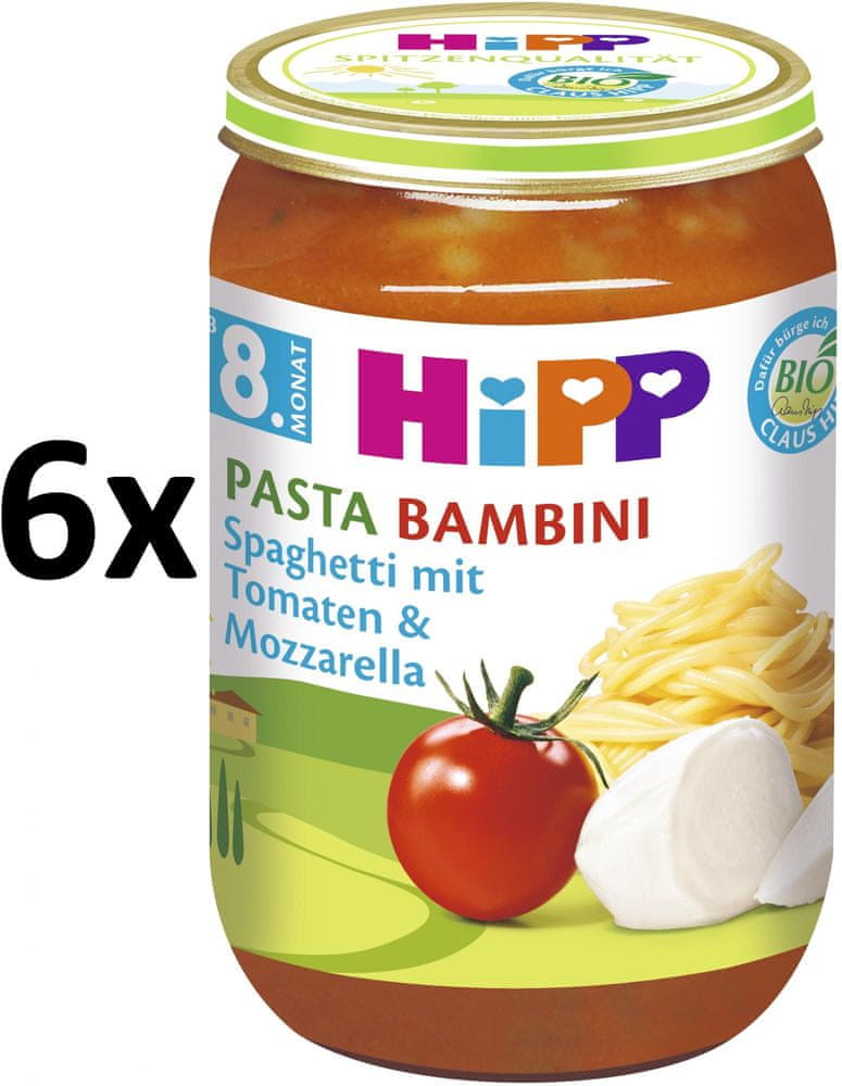 Levně HiPP BIO Rajčata se špagetami a mozzarellou- PASTA BAMBINI - bezmasý - 6 x 220g