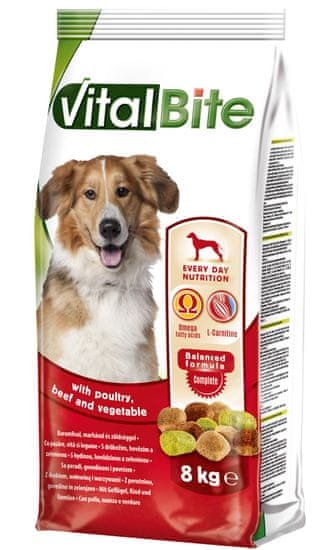 VitalBite Granule pro psy s drůbežím, hovězím a zeleninou 8 kg