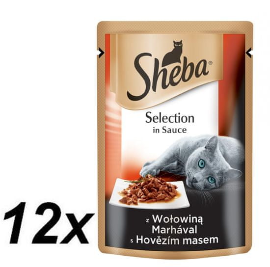 Sheba Kapsička SELECTION in Sauce s hovězím 12 x 85g