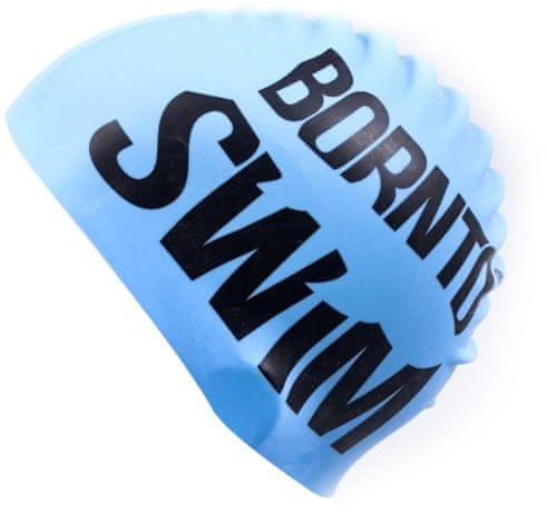 Born To Swim Plavecká čepice - modrá- černé logo