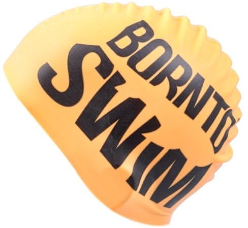 Born To Swim Plavecká čepice reflexní - oranžová - černé logo