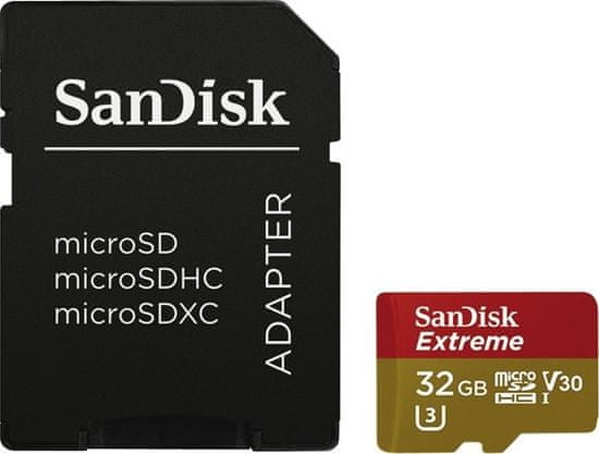 SanDisk microSDHC 32GB UHS-I V30 Extreme 90MB/s + adaptér (SDSQXVF-032G-GN6MA)