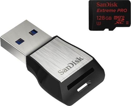 SanDisk microSDXC 128GB UHS-II U3 Extreme Pro 275MB/s + USB 3.0 čtečka (SDSQXPJ-128G-GN6M3)