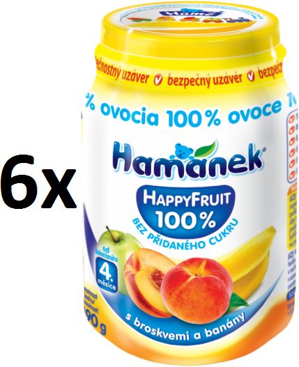 Hamánek Happy Fruit s broskvemi a banány 6x190g