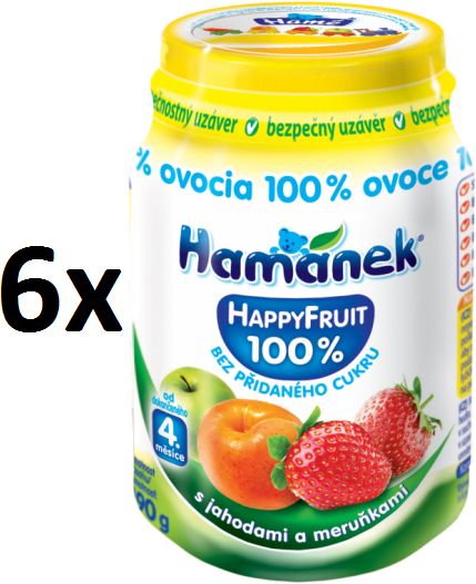 Hamánek Happy Fruit s jahodami a meruňkou 6x190g