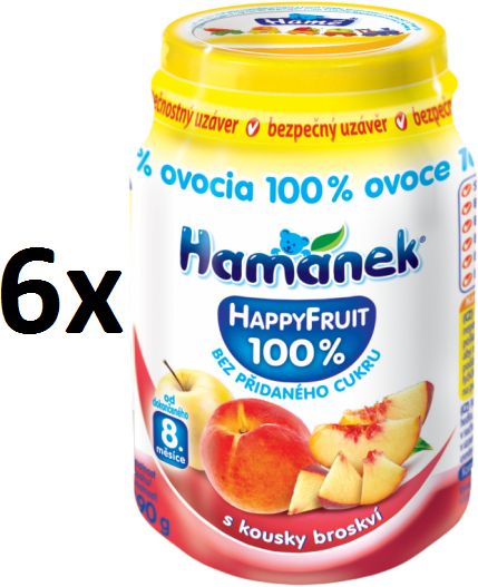 Hamánek Happy Fruit s kousky broskví 6x190g