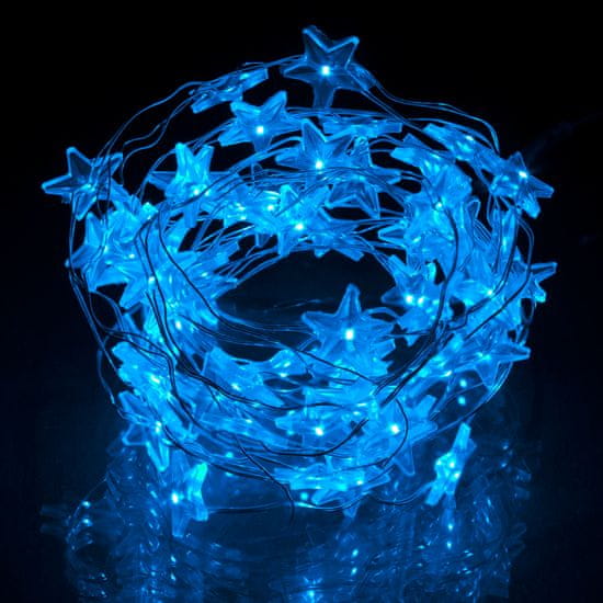 Retlux Vánoční LED řetěz hvězdy modré 3 m