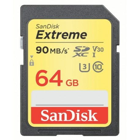 SanDisk SDXC 64GB (UHS-1 U3 V30) Extreme 90 MB/s (SDSDXVE-064G-GNCIN) - rozbaleno