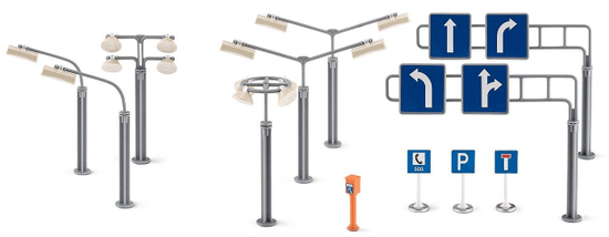 SIKU World - příslušenství dopravní značky a pouliční lampy