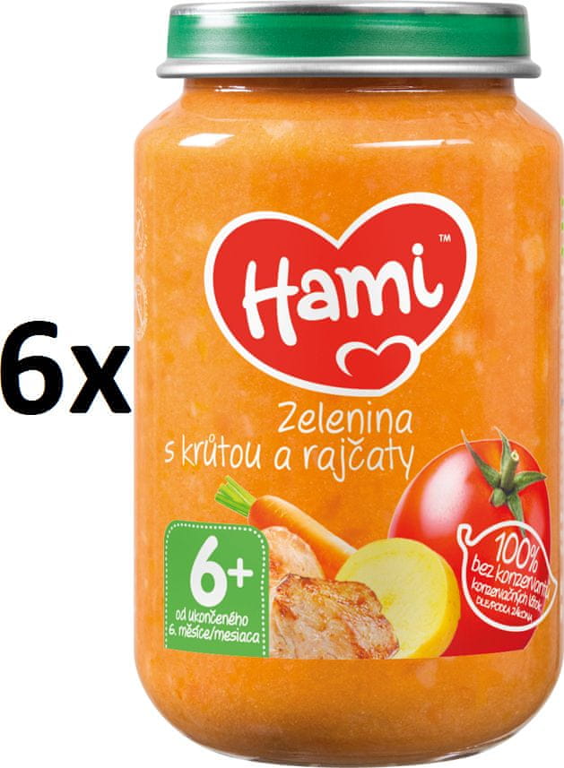 Levně Hami Zelenina s krůtou a rajčaty - 6 x 200g