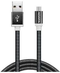 Adata kabel Micro USB, pletený, 1 m, černý