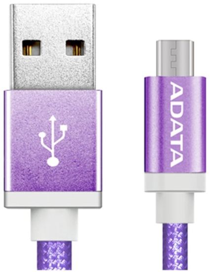 Adata kabel Micro USB, pletený, 1 m, fialový