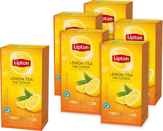 Lipton Lemon černý čaj s citrónem 6x 25 sáčků