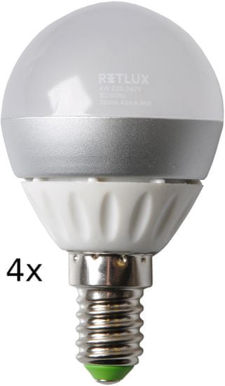 Retlux REL žárovka LED G45 4W E14 4 ks