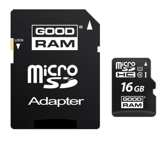 GoodRam 16GB microSDHC UHS-I CL10 + SD adaptér (M1AA-0160R11)
