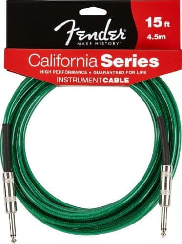 Fender California Cable 15' Surf Green Nástrojový kabel
