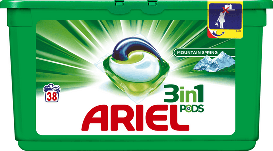 Ariel Mountain Spring 3v1 gelové kapsle na praní 38 ks