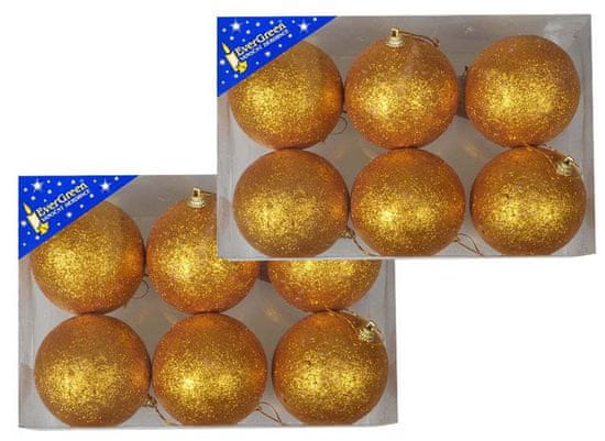 EverGreen Koule glitter 2x 6 ks zlatá