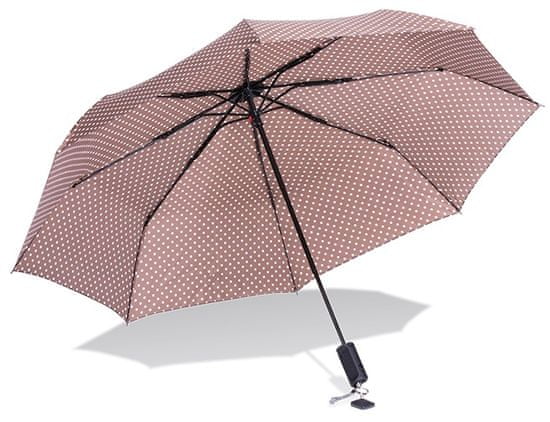 Papaler deštník a bluethooth selfie držák v jednom, hnědý s puntíky