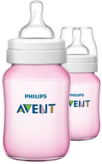 Philips Avent Kojenecká lahev Classic+ 260 ml, 2 ks Pink Edition (1+1 zdarma)