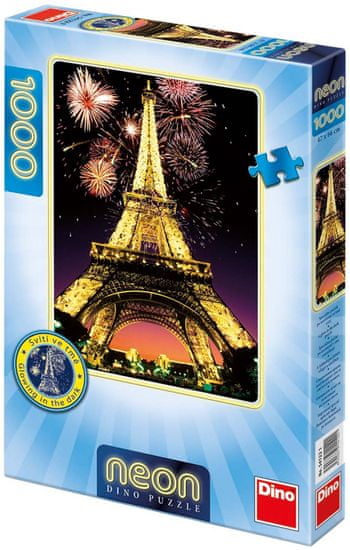 Dino puzzle Noční Eiffelovka 1000D neon