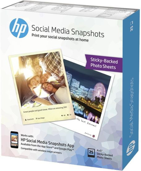 HP Samolepící fotopapír Social Media Snapshots - 25 listů 10x13 cm (W2G60A)