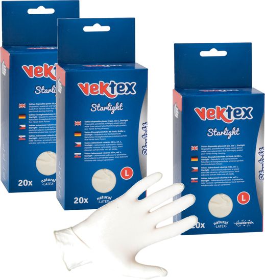 Vektex Jednorázové rukavice Starlight, velikost L, 3x 20 ks