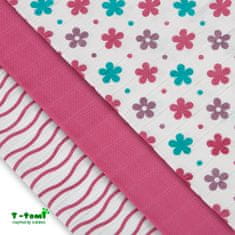 T-Tomi Tetra pleny - Top kvalita, sada 3 kusů, růžové květiny