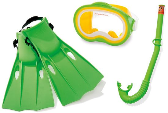 Intex 55955 Dětská potápěčská sada s ploutvemi a šnorchlem, zelená