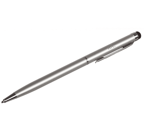 KIT stylus pro kapacitní displeje a pero 2v1, stříbrný