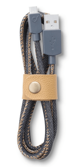 CellularLine Datový kabel LONGLIFE, microUSB, textilní obal, design Jeans