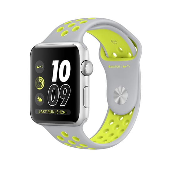Apple Watch Nike+, 38 mm, stříbrný hliník – matně stříbrný Nike sporotvní řemínek