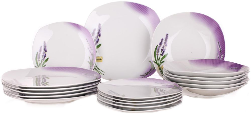 Levně Banquet Sada talířů Square Lavender, 18 ks