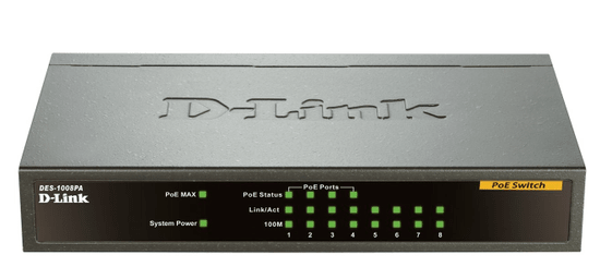 D-Link DES-1008PA 8-port 10/100 Desktop Switch