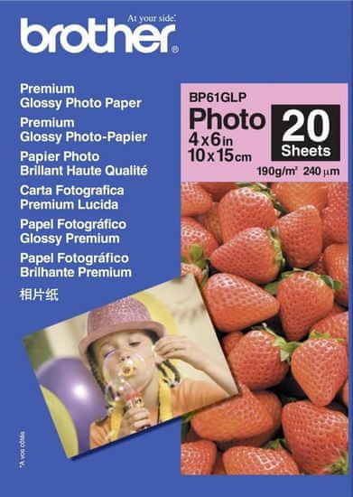 Brother fotopapír premium Glossy BP61GLP 10 x 15, 20ks