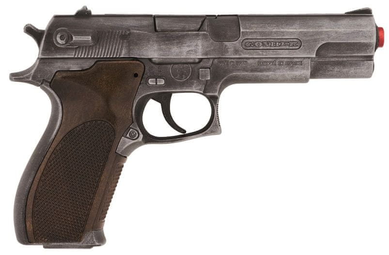 Gonher Policení pistole Gold colection stříbrná kovová 8 ran - zánovní