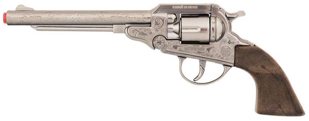 Levně Gonher Revolver kovbojský stříbrný, kovový 8 ran