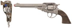 Revolver kovbojský stříbrný, kovový 8 ran