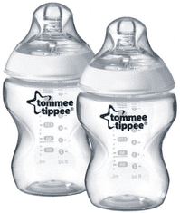 Tommee Tippee sada kojeneckých lahví C2N silikon + kartáč průhledná