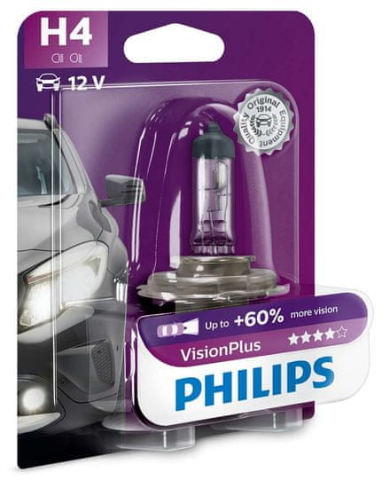 Philips VisionPlus H4, 12 V, 60/55 W, 1 ks