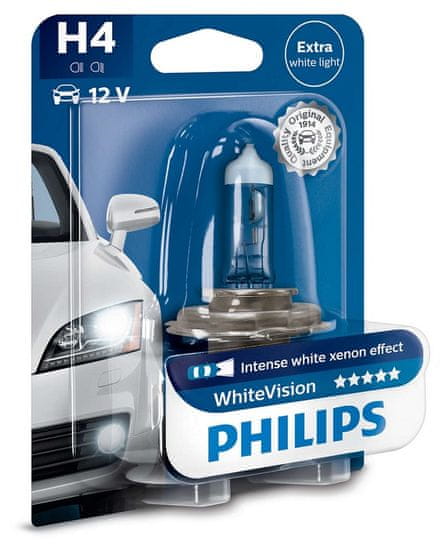 Philips WhiteVision H4, 12 V, 60/55 W, 1 ks