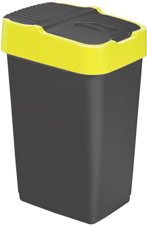 Heidrun Odpadkový koš 35 l, černý se žlutým pruhem