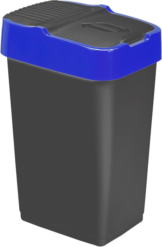 Heidrun Odpadkový koš 35 l, černý s modrým pruhem