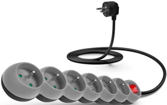 Connect IT Prodlužovací kabel (6 zásuvek; 2 m), šedá