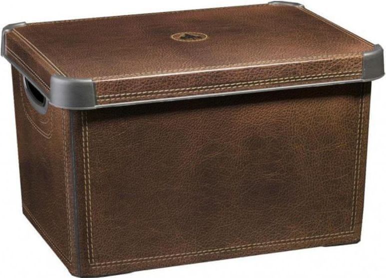 Levně Curver Dekorativní úložný box Leather 25 l