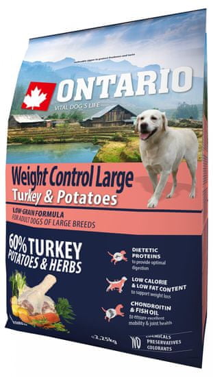 Ontario Large Weight Control Turkey & Potatoes 2,25 kg
