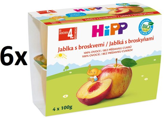 HiPP BIO Jablka s broskvemi - 6x(4x100g) exp. 3.7.2018
