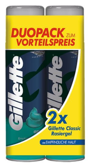 Gillette Gel na holení pro citlivou pokožku 2 x 200 ml